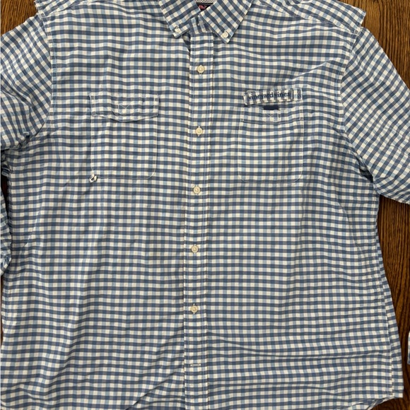 Vineyard Vines Blue and White Gingham checkered Fishing Shirt XL ole miss blue - Picture 3 of 4